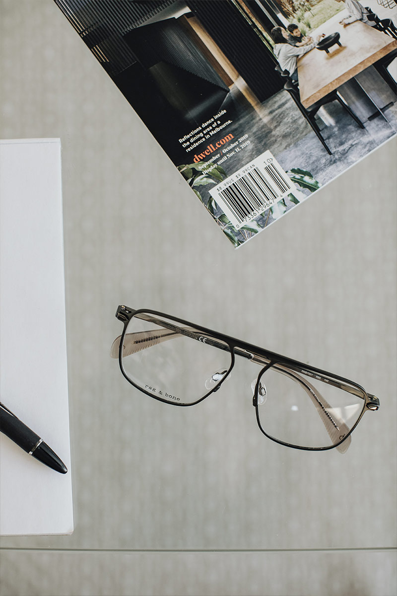 glasses on a table